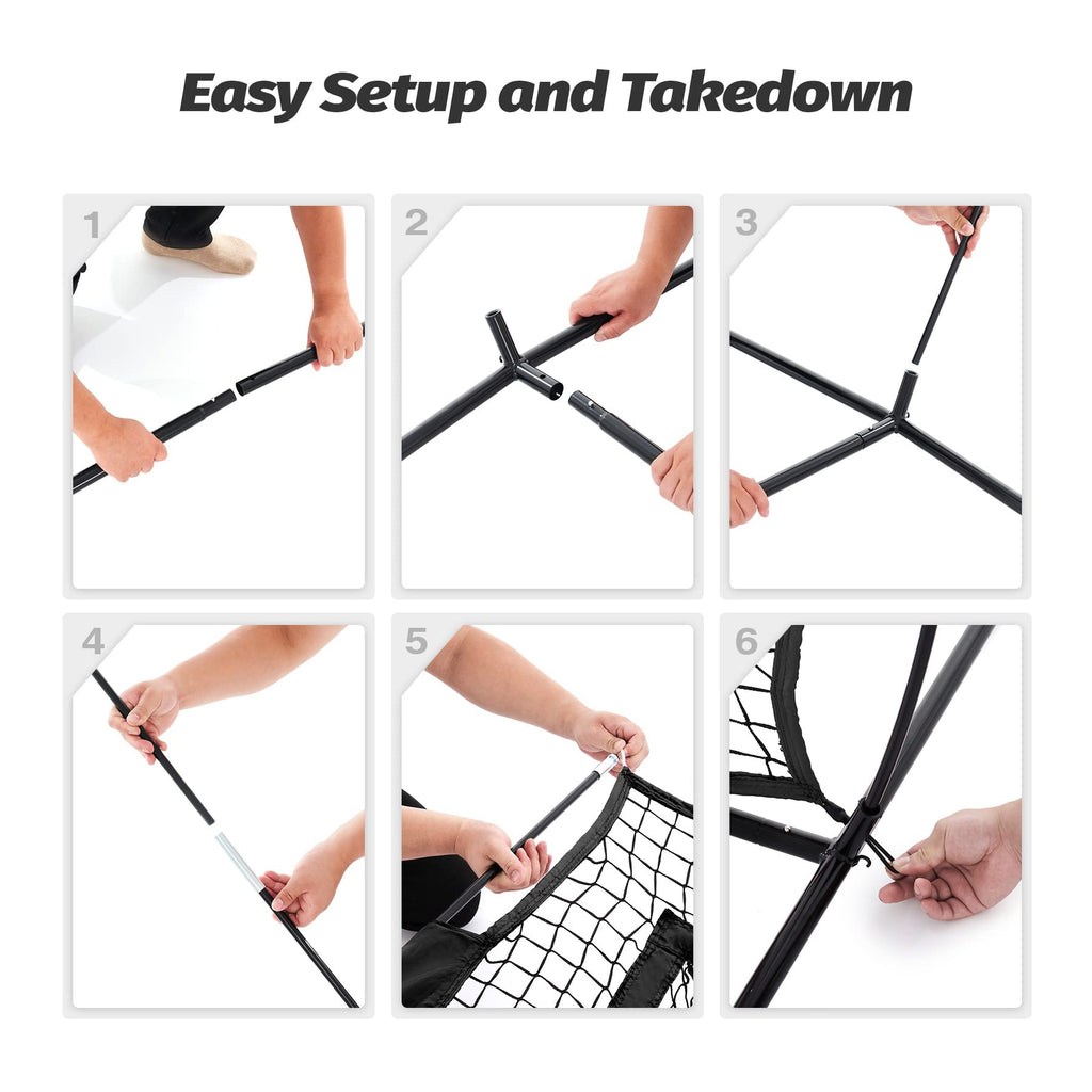 ZELUS Football Throwing Net, 7x7ft Football Training Equipment with 5 Target Pockets for Throwing and Passing Practice, Portable