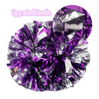Hooshing 2Pcs Cheerleading Pom Poms Metallic Purple And Silver Cheer Pompoms With Baton Handle For Team Spirit Sports Dance Chee