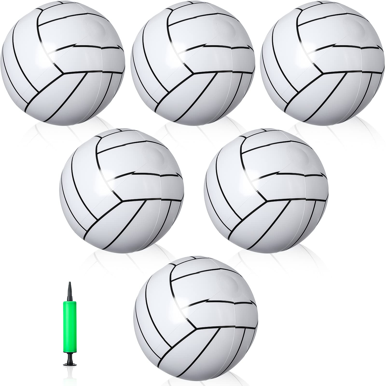 Zhanmai 6 Pack Inflatable Volleyball 16 Inch Blow up Beach Ball Large Sport Pool Ball with Pump for Adults Teens Gift Summer Out