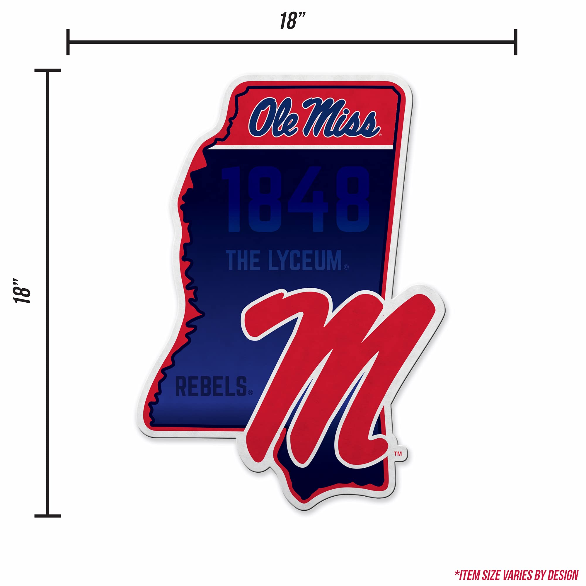 Rico Industries Ncaa Mississippi Rebels State Shape Shape Cut Pennant - Home And Living Room D  Cor - Soft Felt Ez To Hang