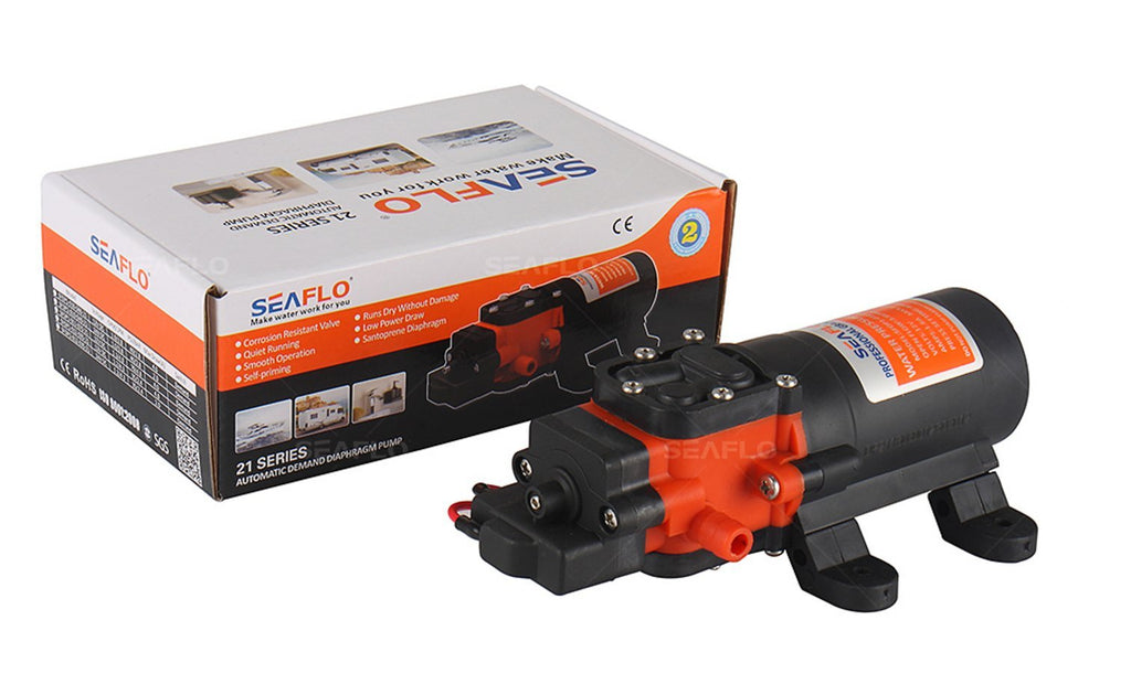 Seaflo 12V Dc 1.2 Gpm 35 Psi 21-Series Diaphragm Water Pressure Pump For Caravan/Rv/Boat/Marine