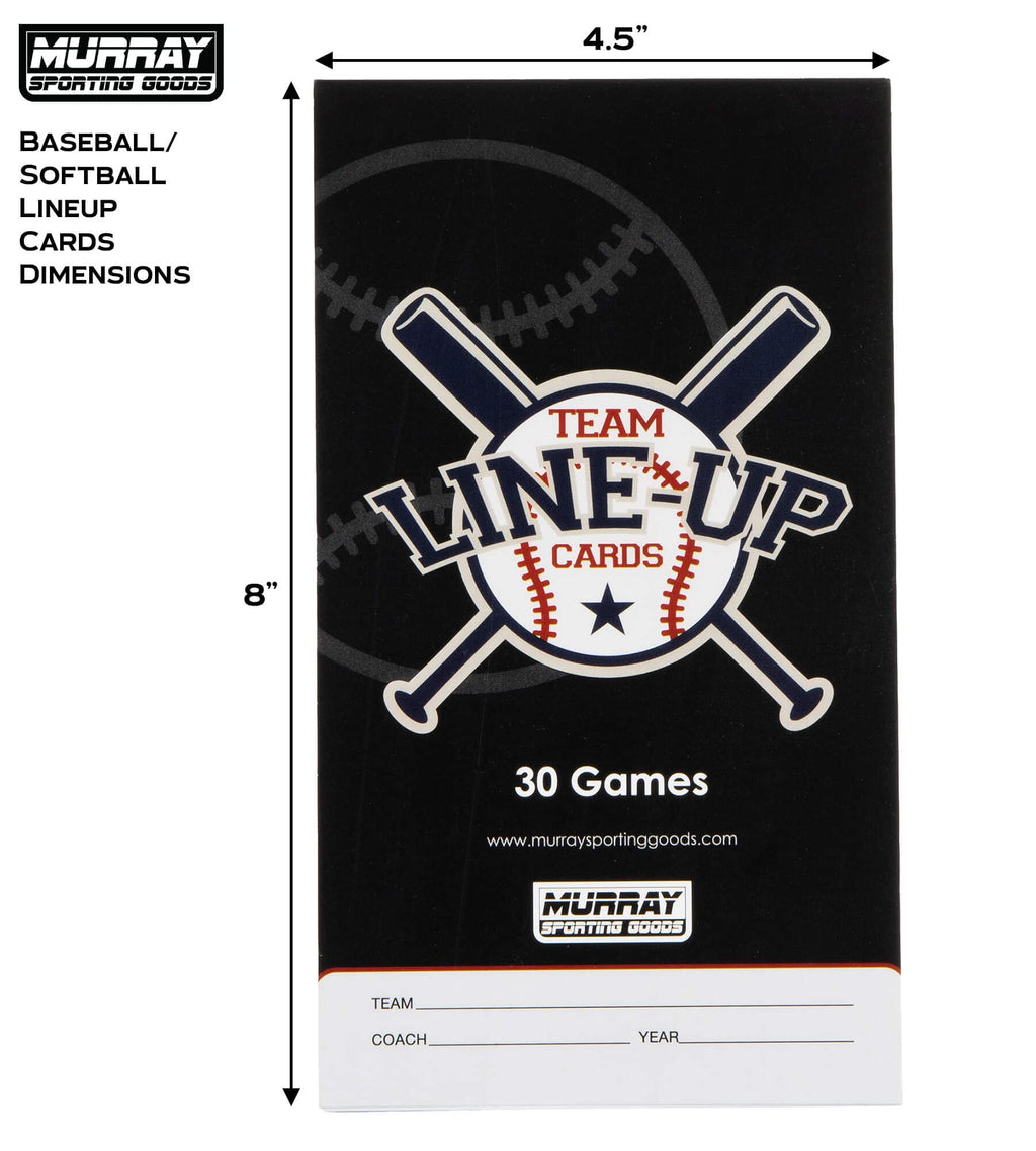 Murray Sporting Goods Baseball/Softball Lineup Cards - 30 Games With 16 Player Roster Lineup Sheet (4-Part Carbon Copies)
