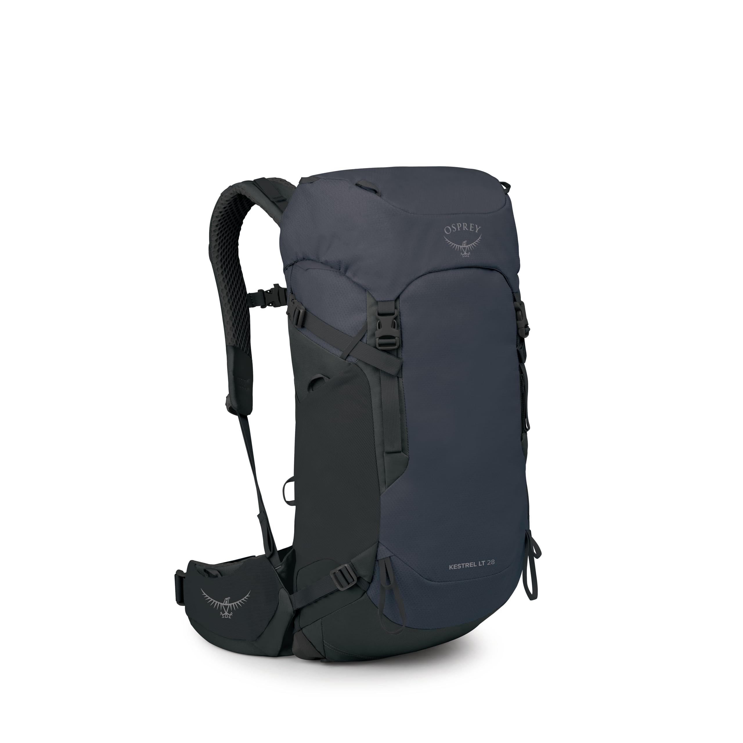 Osprey Kestrel LT 28L Mens Backpacking Backpack - Lightweight Hiking & Travel Bag with Waterproof Raincover, Black