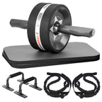 Entersports Abs Roller Wheel Kit, Exercise Wheel Core Strength Training Abdominal Roller Set With Push Up Bars, Resistance Bands