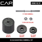 Cap Barbell 52.5-Pound Adjustable Dumbbell Set, Single, Black