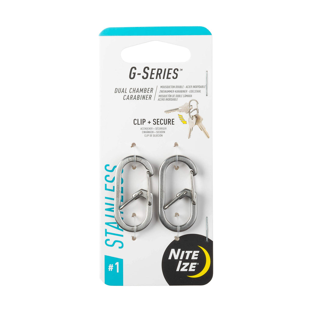 Nite Ize Gs1-11-2R6 G-Series Dual Chamber Carabiner, Size #1,Stainless Steel, 2 Count (Pack Of 1)
