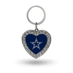 Rico Industries Nfl Dallas Cowboys Metal Rhinestone Heart Keychain , 1.38 X 3-Inches