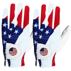 Finger Ten Golf Gloves Men Left Hand With Ball Marker Usa Flag 2 Pack For Right Handed Golfer Leather Breathable Comfortable All