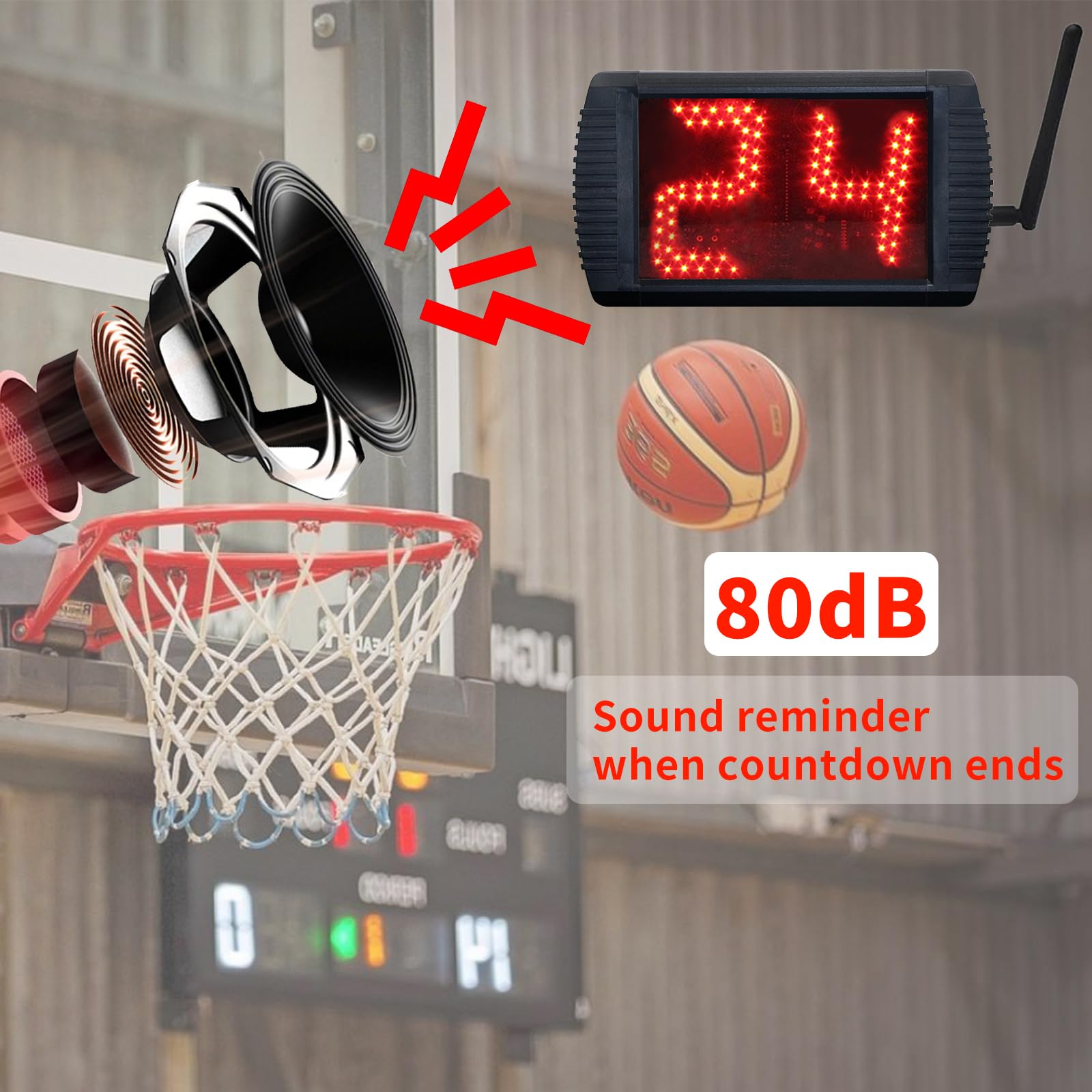 Yz 5 Inch Led Custom Time 12/14/20/24/30 Seconds Shot Clock Countdown Timer Clock For Basketball Game, Portable Shot Clock Timer