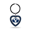 Rico Industries Ncaa Byu Cougars Ncaa Rhinestone Heart Colored Keychain, Navy, 3-Inches In Length