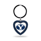 Rico Industries Ncaa Byu Cougars Ncaa Rhinestone Heart Colored Keychain, Navy, 3-Inches In Length