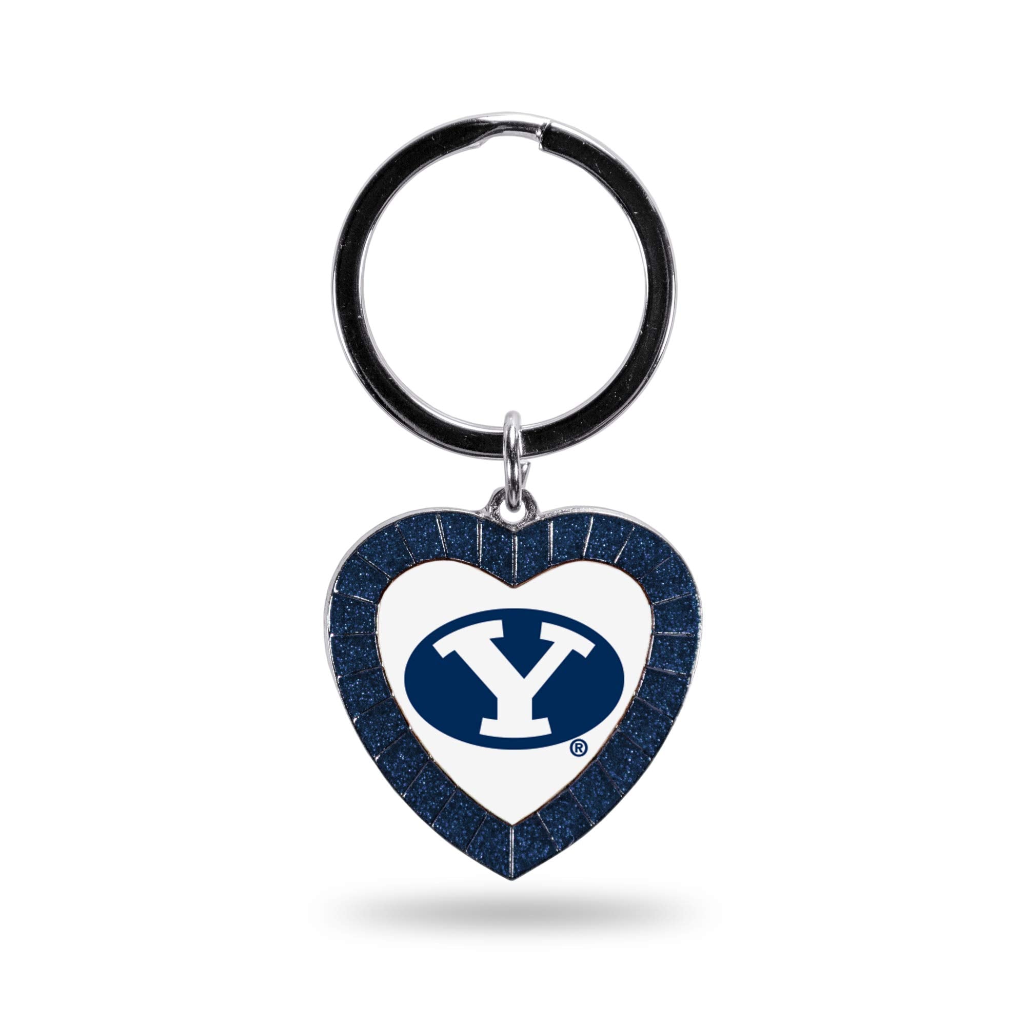 Rico Industries Ncaa Byu Cougars Ncaa Rhinestone Heart Colored Keychain, Navy, 3-Inches In Length