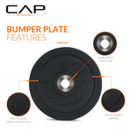 Cap Barbell Best Olympic Bumper Plate, Black, 55 Lb Single