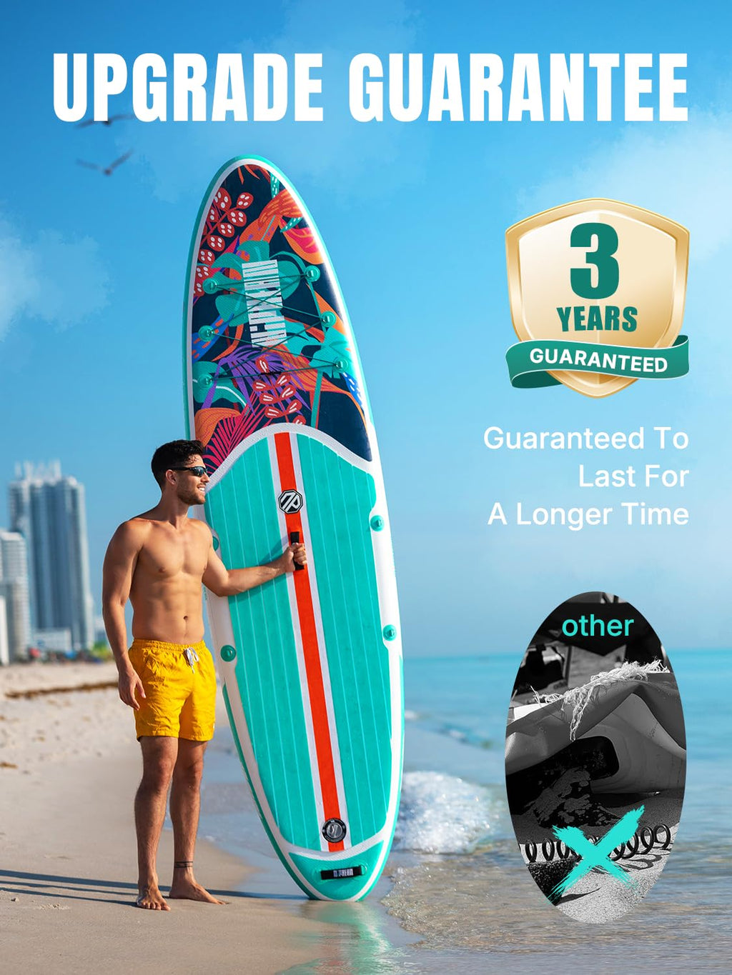 Niphean Paddle Board with Seat, 106 Paddleboard Inflatable Paddle Board with Seat Anti-Slip EVA Deck, Inflatable Paddle Boards f