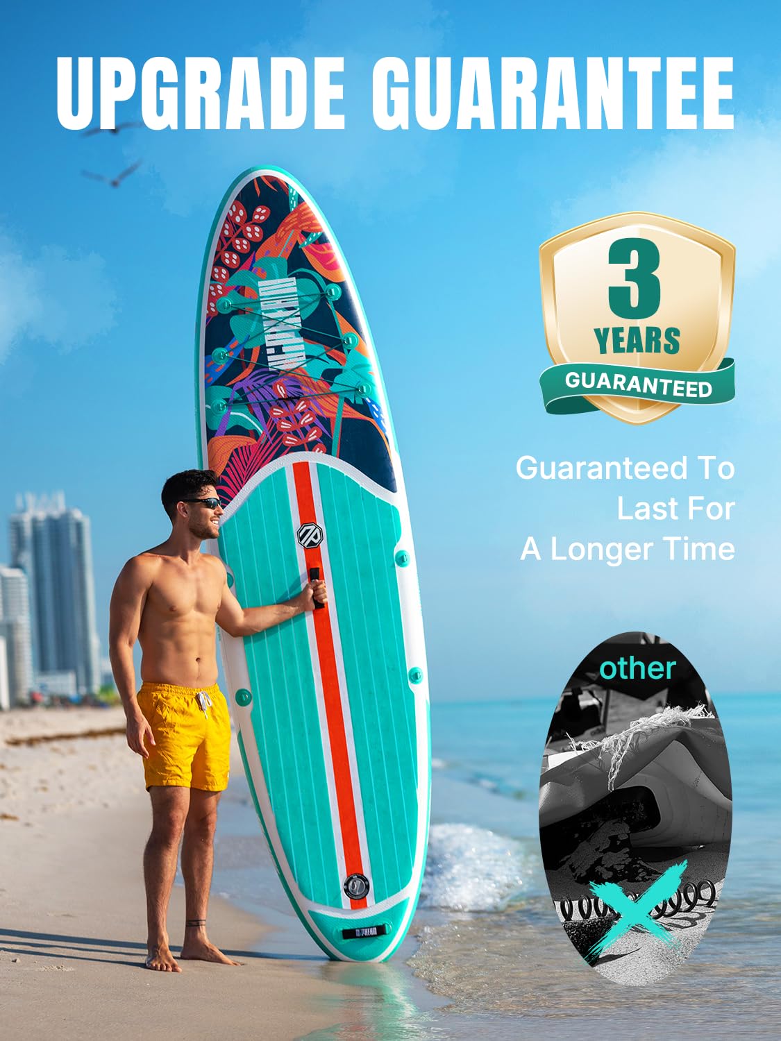 Niphean Paddle Board with Seat, 106 Paddleboard Inflatable Paddle Board with Seat Anti-Slip EVA Deck, Inflatable Paddle Boards f