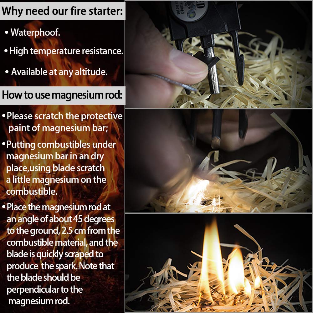 Daarcin Survival Paracord Bracelet,Fire Starter,Waterproof Sos Light, Compass, Whistle, Adjustable Ak87 20 In 1,Outdoor Ultimate