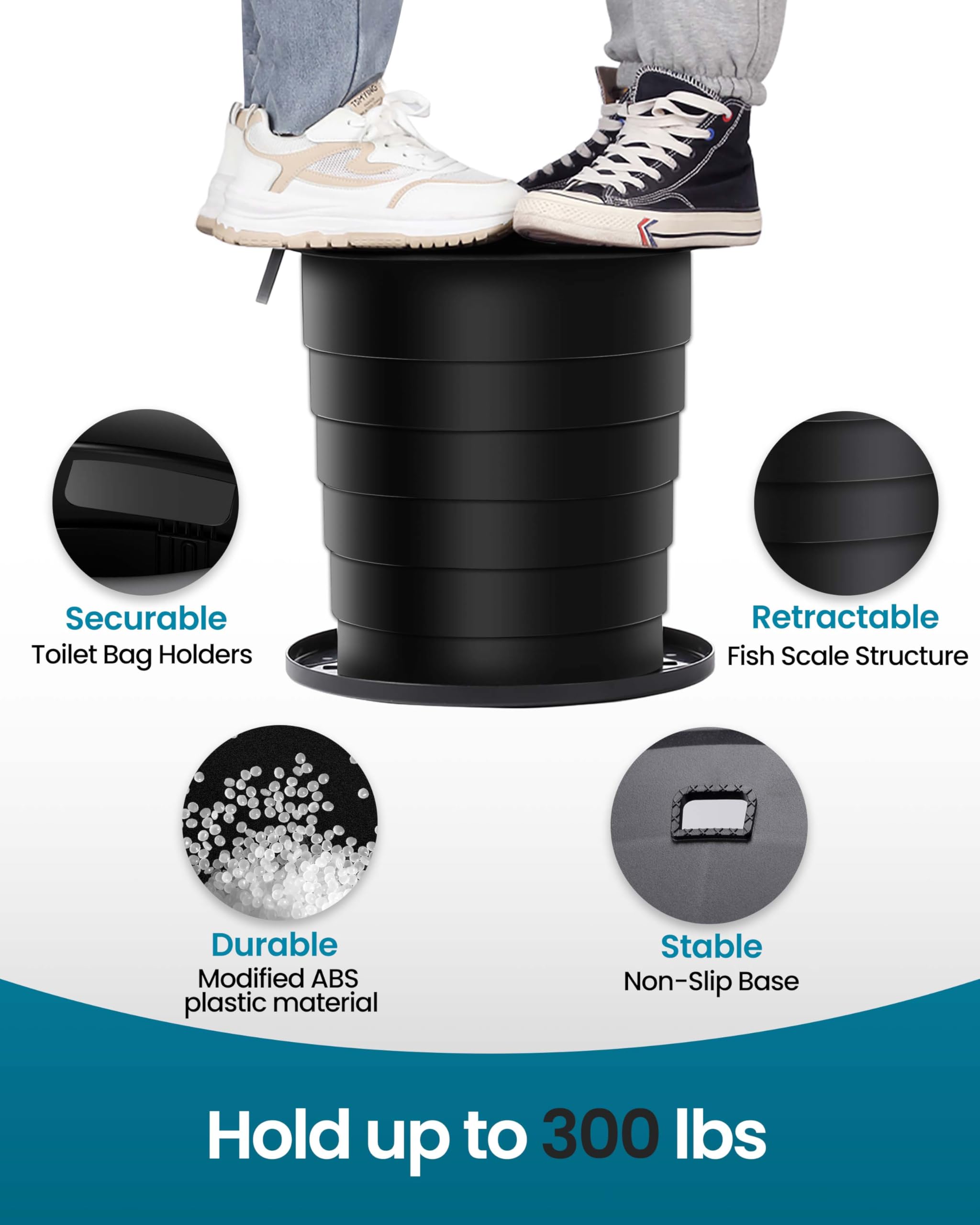 Triptips 2025 Upgrade Retractable Portable Toilet Foldable With Soft Cushion Height Adjustable Travel Toilet For Car Camping Toi