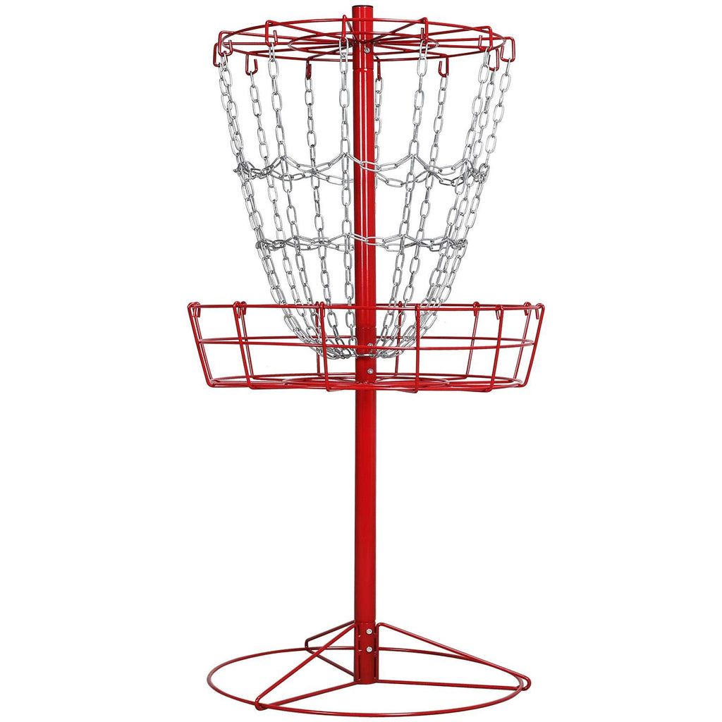 Yaheetech 12-Chain Portable Disc Golf Basket Target Accessories Disc Golf Set W/Basket Target And Double Steel Chains Red