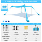 Commouds Beach Tent Canopy With 4 Aluminum Poles, Upf58+ Pop Up Beach Sun Shade, Portable Beach Sun Shelter, Easy Set Up For Bea