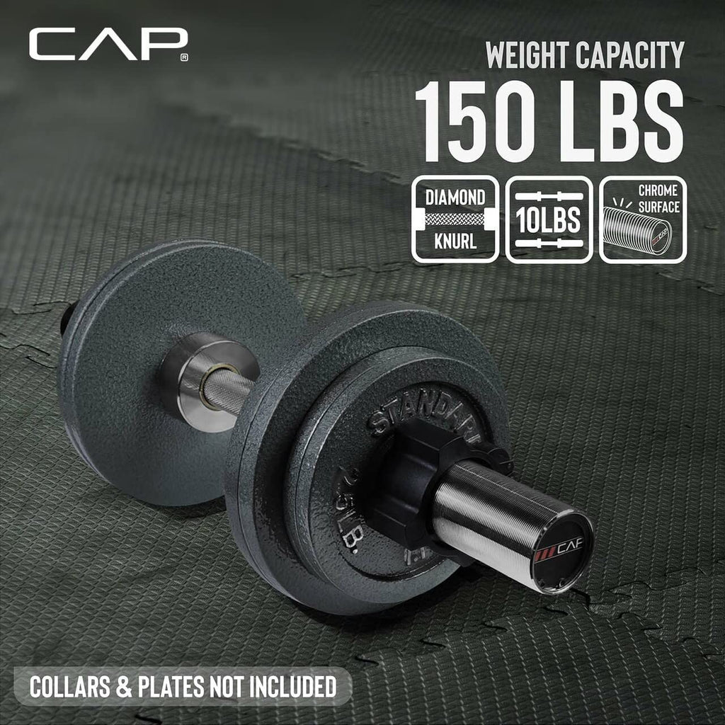 CAP Barbell 2 Solid Olympic Dumbbell Handle, No Collars, Chrome (New Version)