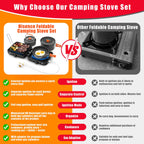 Hisencn 2 Burner Foldable Camping Stove With Griddle,Portable Propane Camp Stove, 20000 Btu Propane Stove, Outdoor Gas Stove Wit
