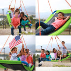 Giant 700Lb 60 Inch Saucer Tree Swing For Kids Adults - Green Weight Capacity Durable Steel Frame Waterproof Adjustable Ropes Ea