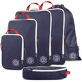Tripped Travel Gear Extra Large Compression Packing Cubes 6Piece Set, Navy, Variety Pack, Compression Packing Cube