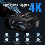 Night Vision Goggles, Derosko 4K Night Vision Binoculars with 4 HD Screen, 10X Digital Zoom Infrared Binoculars with 5000mAh Bat
