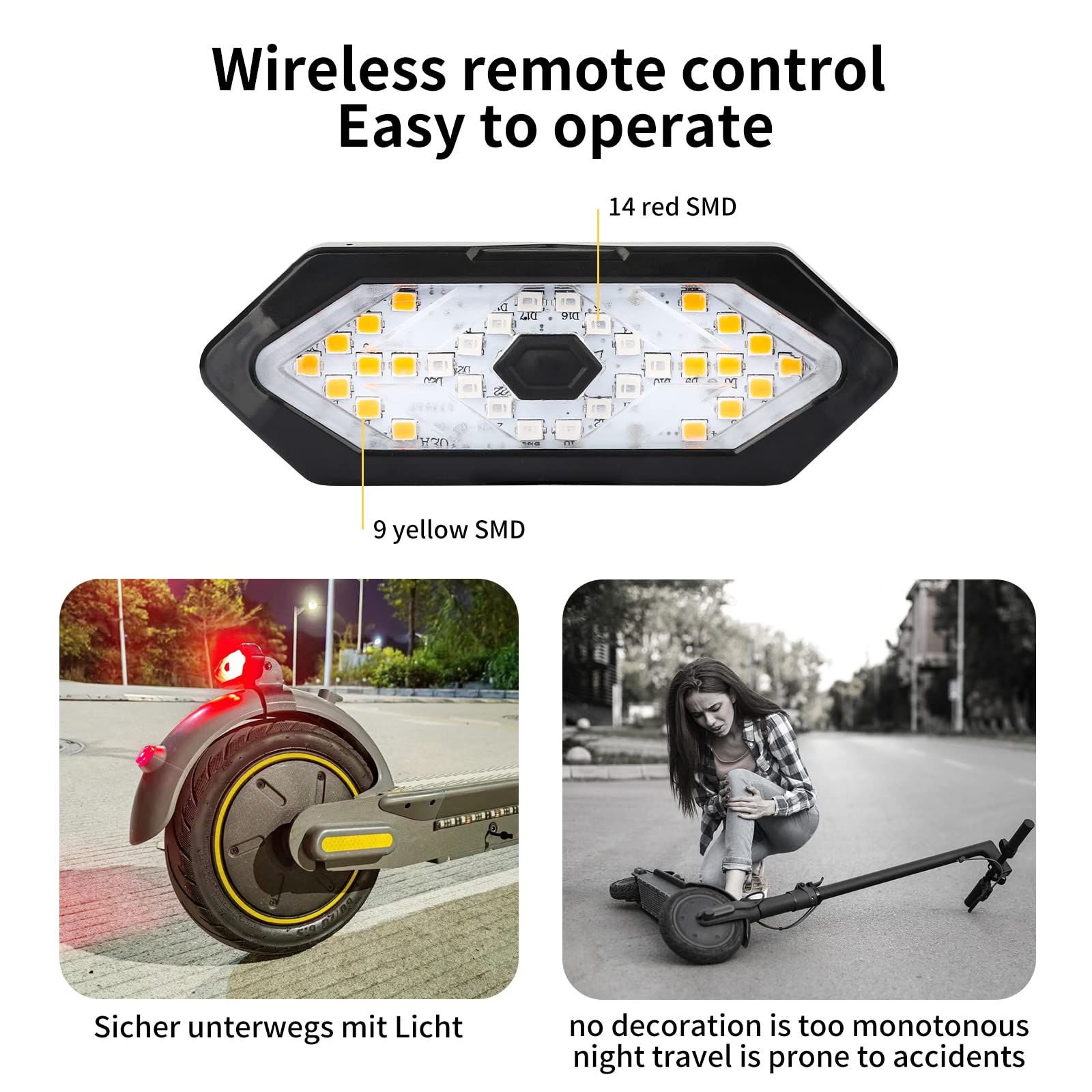 Ruishika E Scooter Turn Signal,Scooter Bike Turn Signal/Blinker/Tail Light With Remote Control Compatible With Xiaomi M365/Pro2/