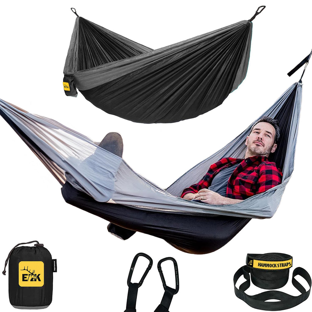 Elk Single Hammock With Tree Straps For Outdoor Camping, Hiking, Backpacking And Travel - Compact, Portable And Lightweight Para