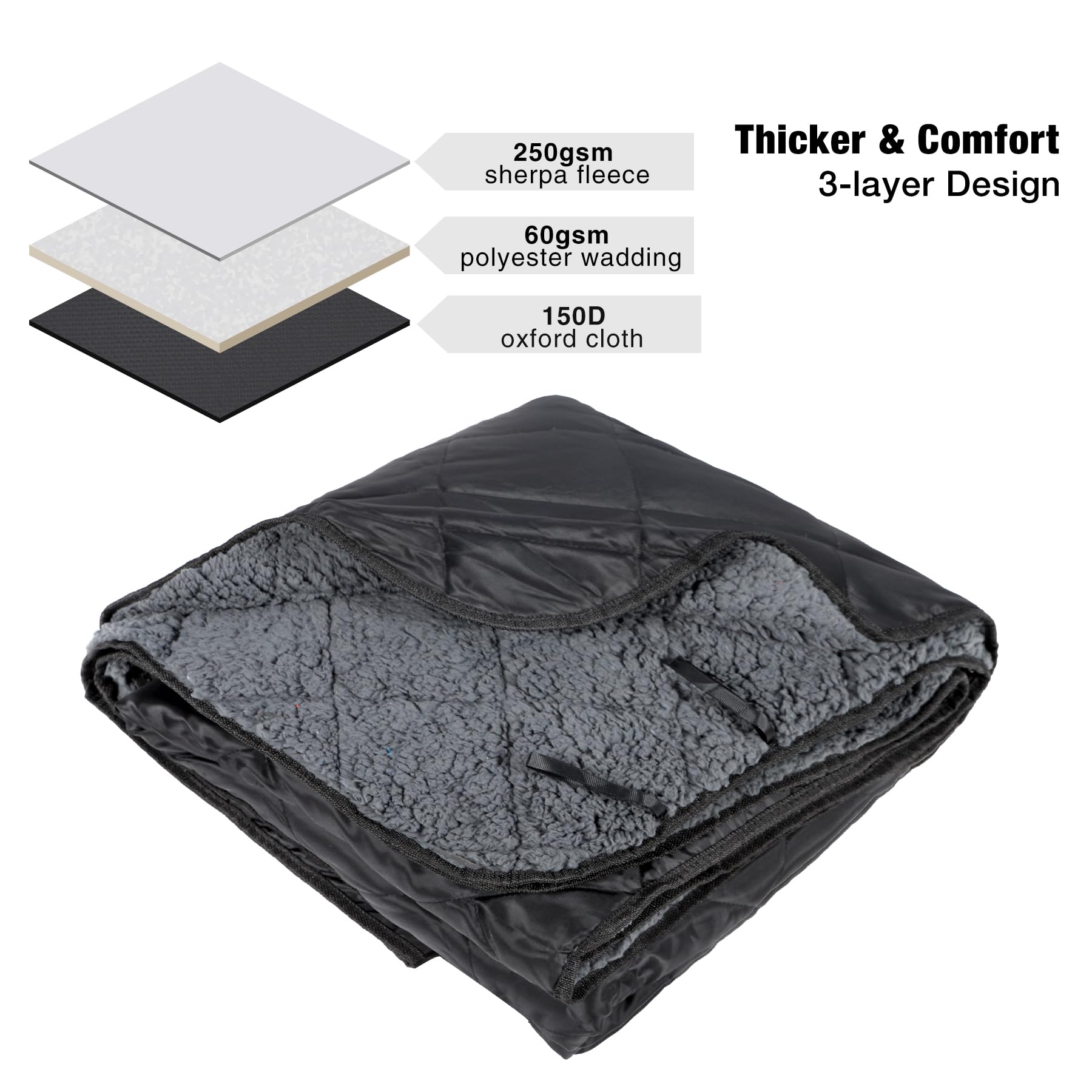 Redcamp Large Camping Blanket With Sherpa Lining, Cold Weather Warm Outdoor Blanket Windproof For Camping Stadium, Machine Washa