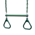 Gorilla Playsets 04-0006-G/G 17'' Trapeze Bar Assembly With Rings - Green Bar, Rings, 36.5'' Plastisol Coated Chains