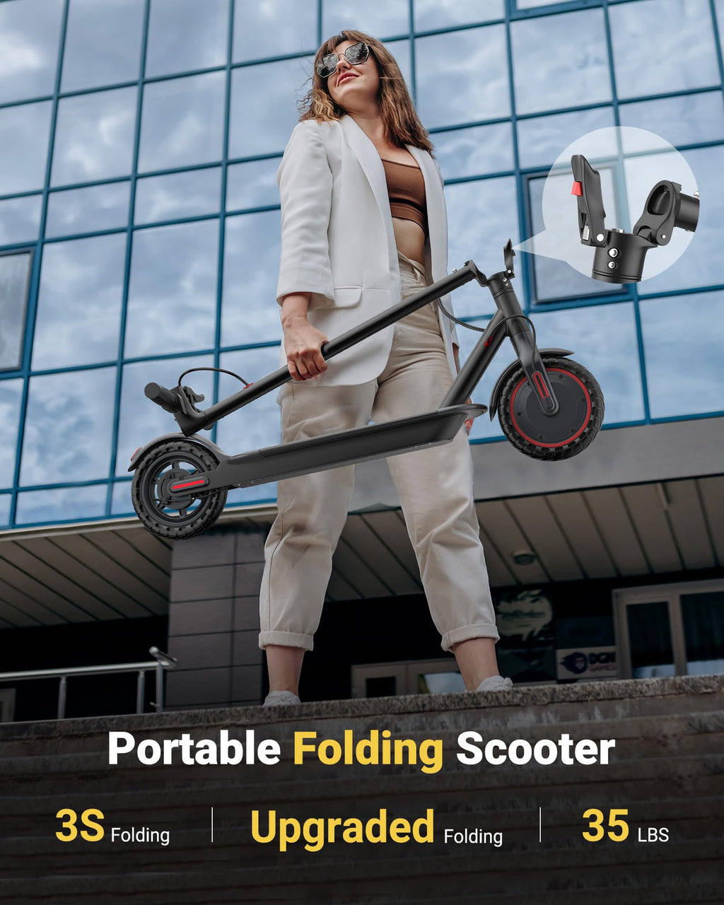 MAXSHOT V7 Electric Scooter, 350W Powerful Motor, 16MPH Top Speed,16Miles Long Range, 8.5 Solid Tires Folding Commuter Escooter
