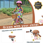 Petimini 14 Inch Little Kids Bike For Age 3 4 5 Years Old Girls Retro Vintage Style Bicycles With Basket Training Wheels And Bel