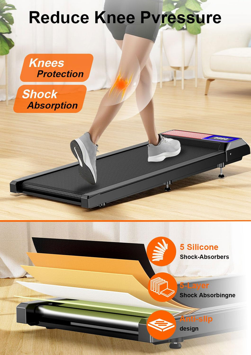 Walking Pad Treadmill With Incline,Walking Pad 2.5Hp For Home And Office, 265Lbs Weight Capacity,Treadmill With App &Remote Cont