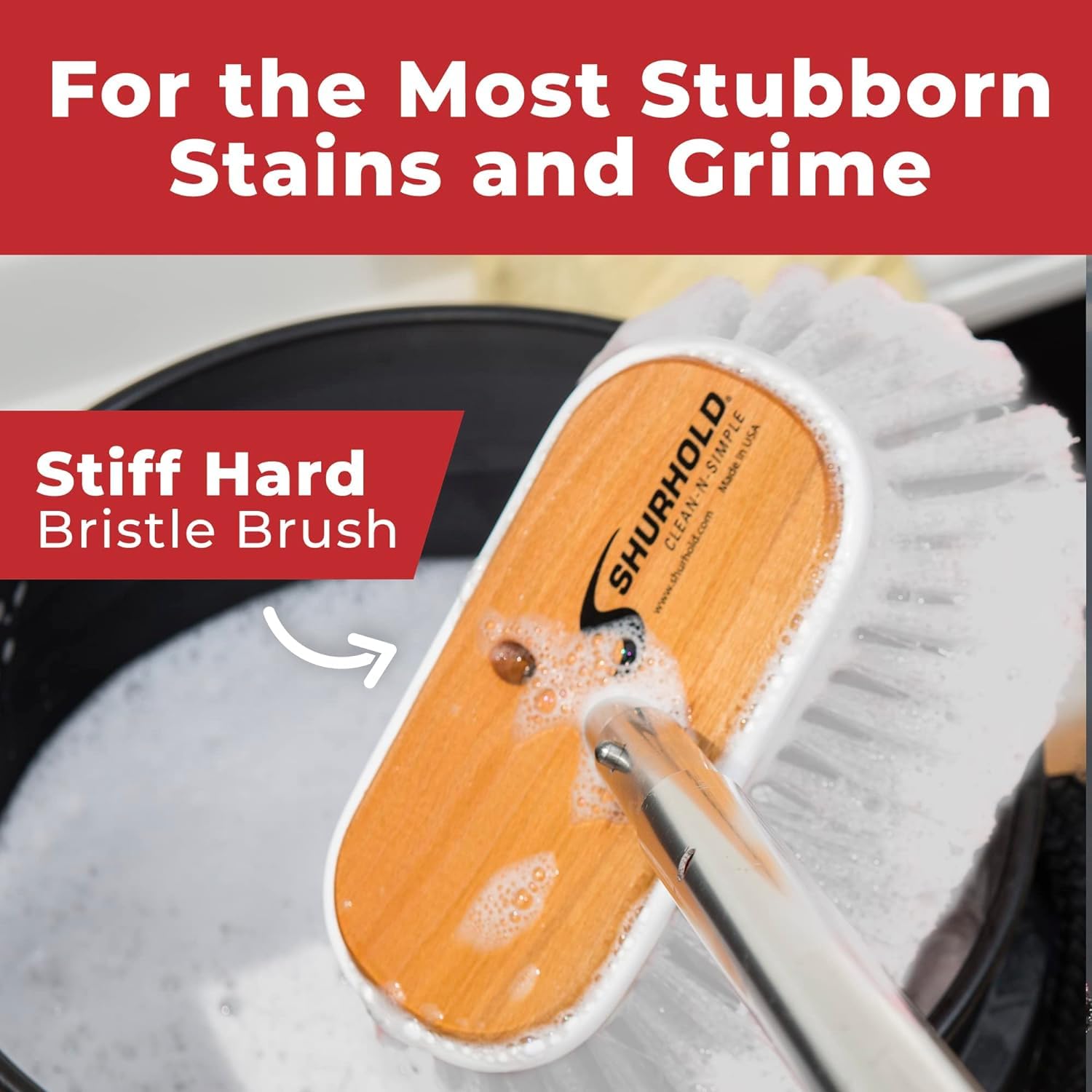 Shurhold 950 6'' Deck Brush With Extra Stiff White Polypropylene Bristles
