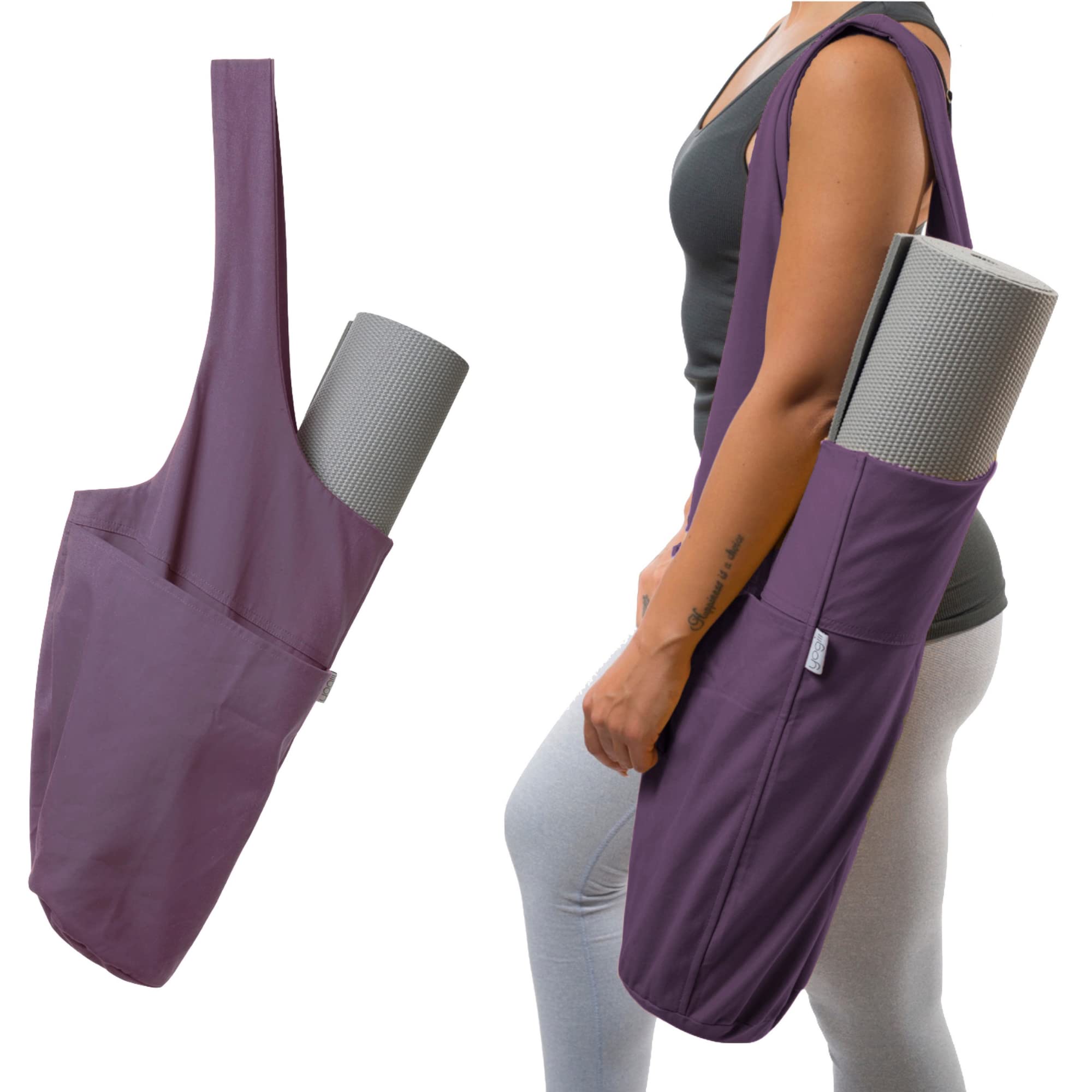 Yogiii Yoga Mat Bag The Original Yogiiitote Yoga Mat Carrier Tote Sling W Large Side Pocket  Zipper Pocket Fits Most Size Mats