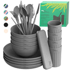 Dinethics Wheatstraw Dinnerware Set For 4 - Dishwasher Microwave Plates For Heating Food - Unbreakable Wheat Straw Plates And Bo