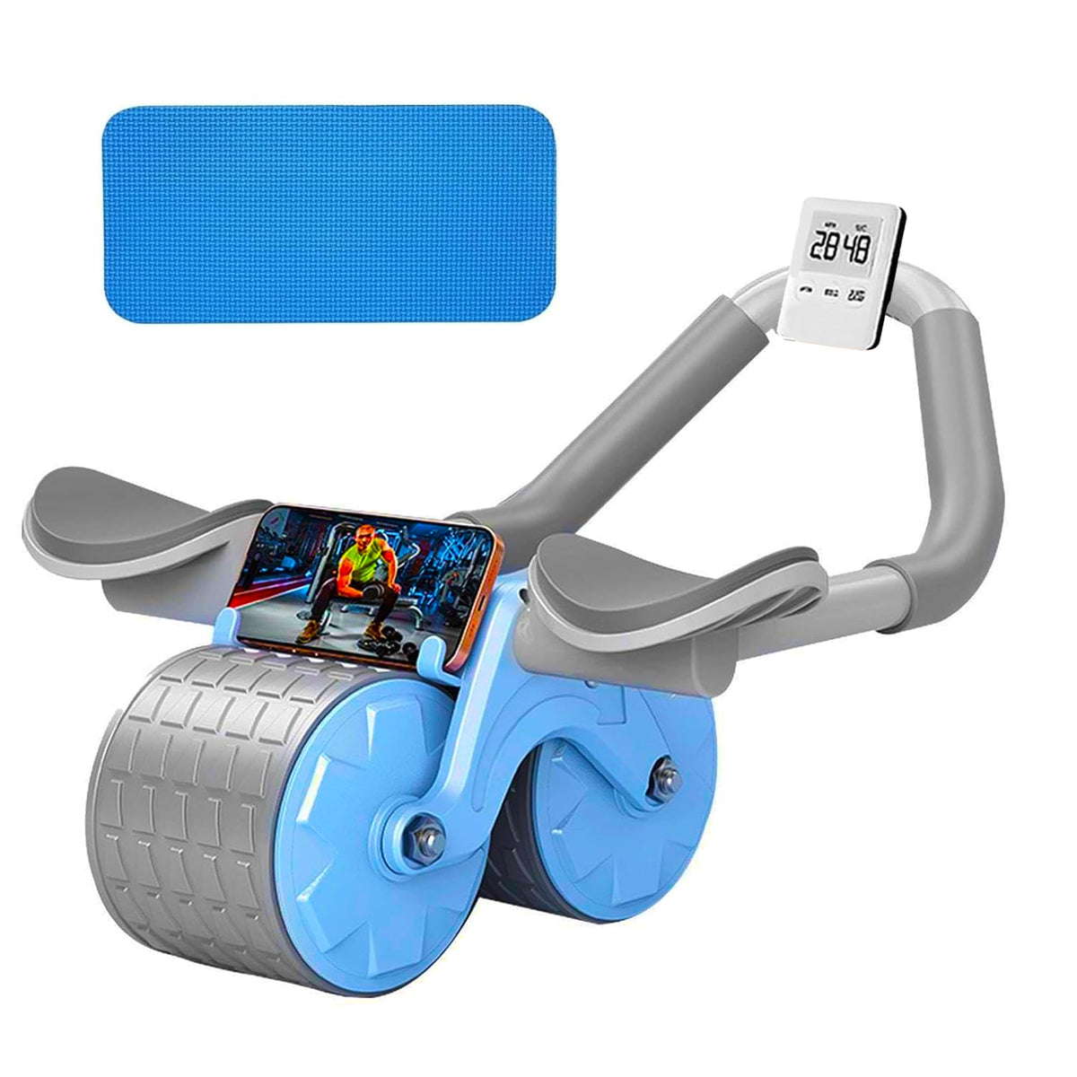 US1984 Abs Roller For MenAbdominal Exercise Equipment For Home GymAb Roller With Timer,Mobile Holder&Knee PadExercise Wheels