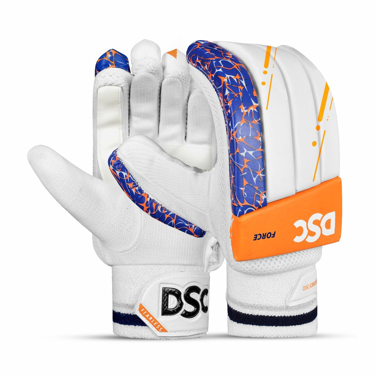 DSC Intense Force Leather Cricket Batting Gloves for Mens, Size  Youth, Right Hand, Standard, White