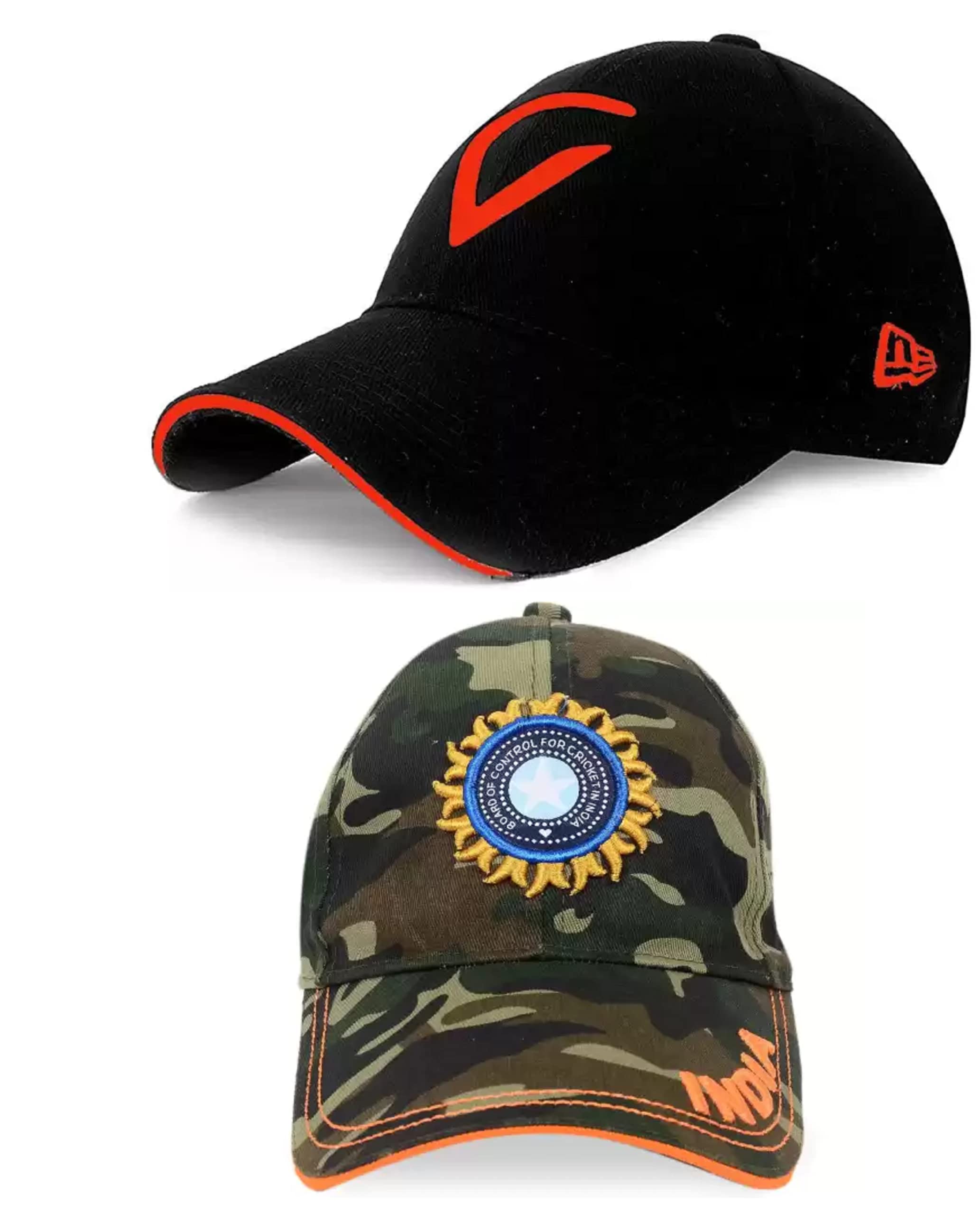 Selloria Acrylic A BrandCombo Pack Of 2 Stylish Sport Virat Inspire + Baseball. Ny Cap For Men And BoyS Cap (Pack Of 2) Multic