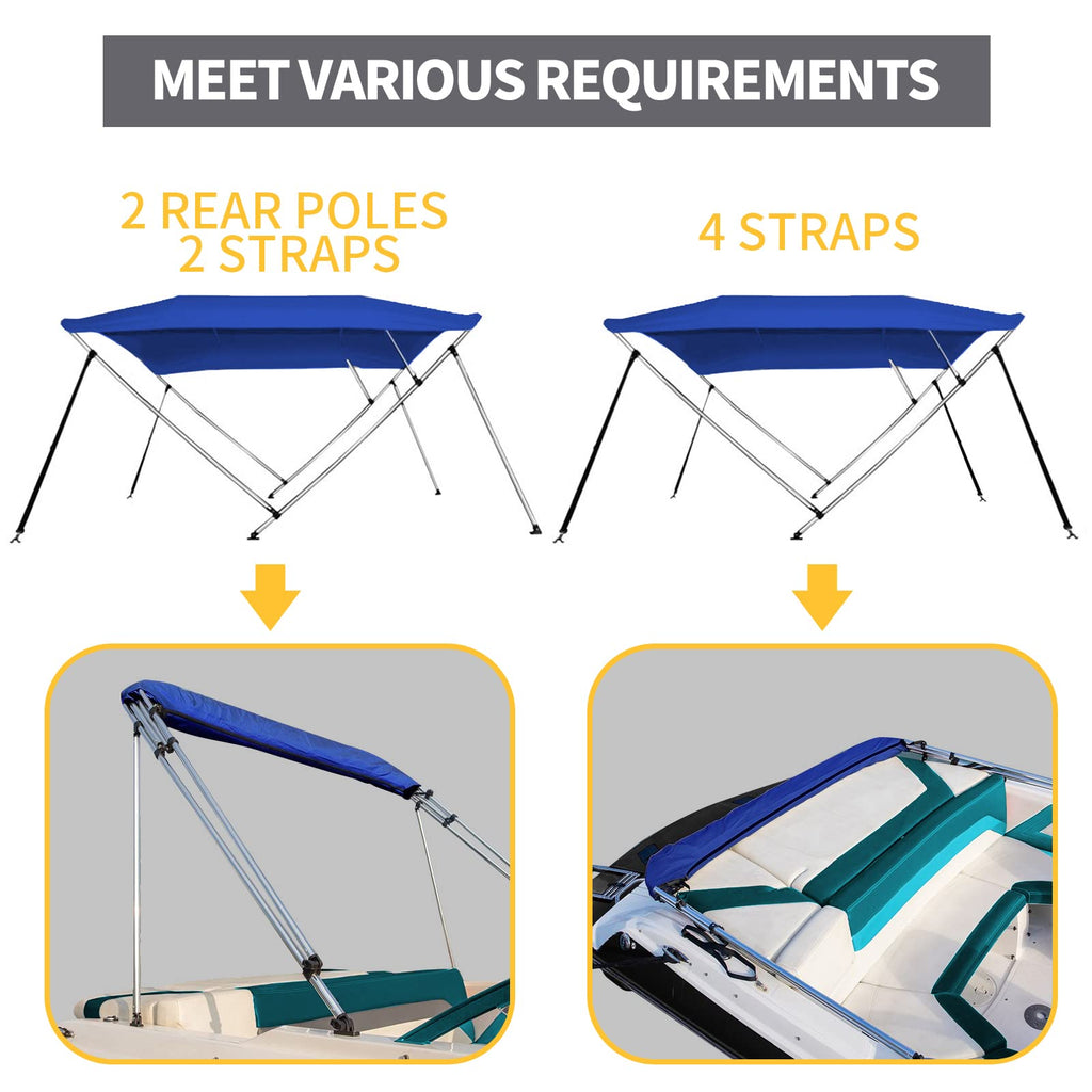 Seamander Bimini Top For Boats,3-4 Bow 13 Different Size Bimini Tops,Includes Bimini Top Hardwares And Boot Cover,3 Bow 6Ft Leng