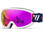 Wiston Ski Goggles - Otg Snow/Snowboard Goggles For Men, Women & Youth - 100% Uv Protection (White Frame/Fuchsia Lens)