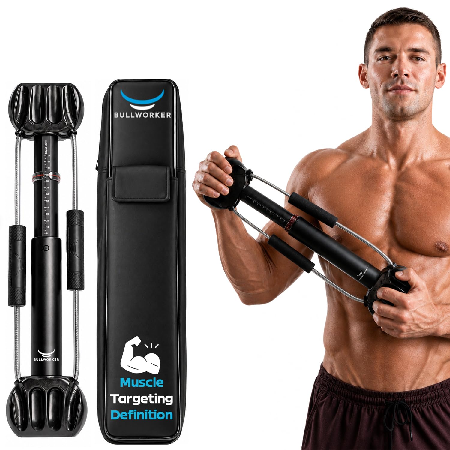 Bullworker Steel Bow 20 - Portable Home Gym Equipment & Isometric Exercise Equipment for Arms, Chest, Back, Shoulders, Core, Bic