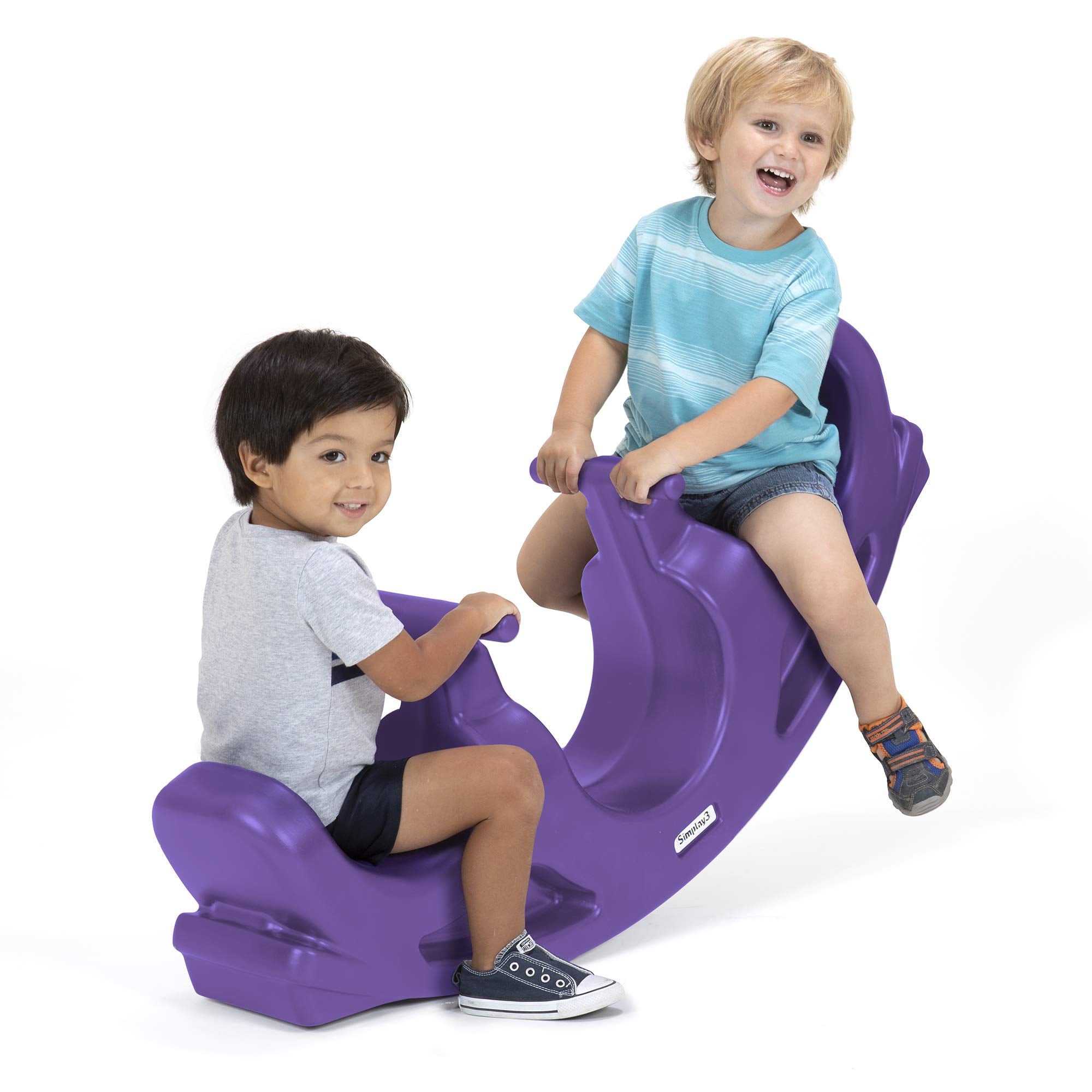 Simplay3 Rock and Roll Teeter Totter Seesaw - Rocking Fun for Two Toddlers or Kids Ages 18 Months to 5 Yrs- Purple, Made in USA