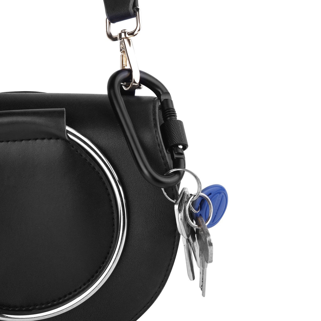 Locking Carabiner Clip D Ring Spring Snap Key Chain Hook 3'' Screw Gate Hook Travel Aluminum Carabiners Vonpri (Black) (12Pack)