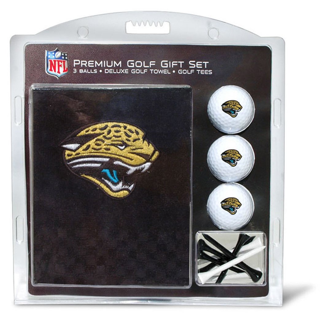 Team Golf NFL Jacksonville Jaguars Gift Set: Embroidered Golf Towel, 3 Golf Balls, and 14 Golf Tees 2-3/4 Regulation, Tri-Fold T