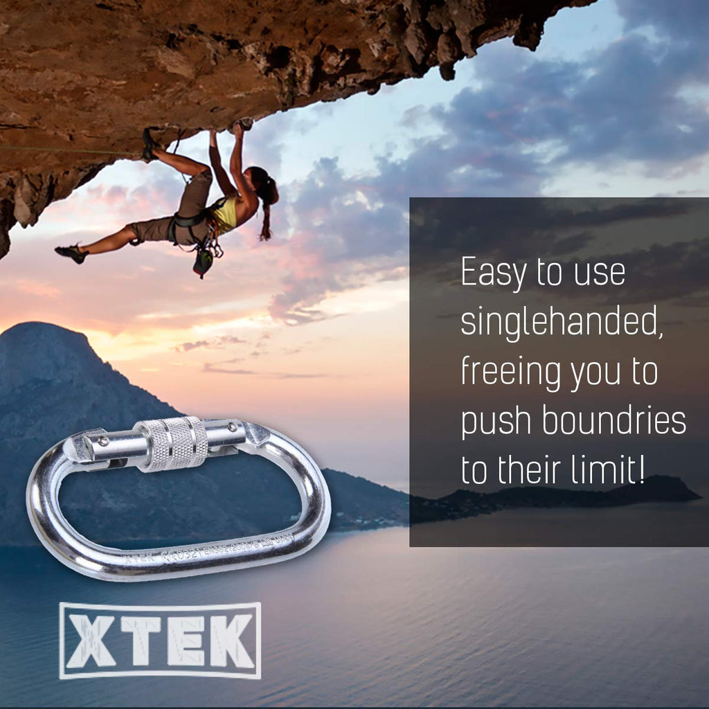 Climbing Carabiner - Uiaa & Ce Rated 25 Kn 5620 Lb - Heavy Duty Rugged Terrain Locking Carabiner Clip - Industrial Strength Cara