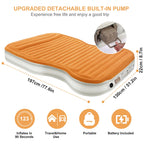 Kmz Suv Air Mattress With Built-In Pump & 2 Pillows, Thickened Flocked Pvc, Quick 90-Seconds Inflation Air Bed, Portable & Durab