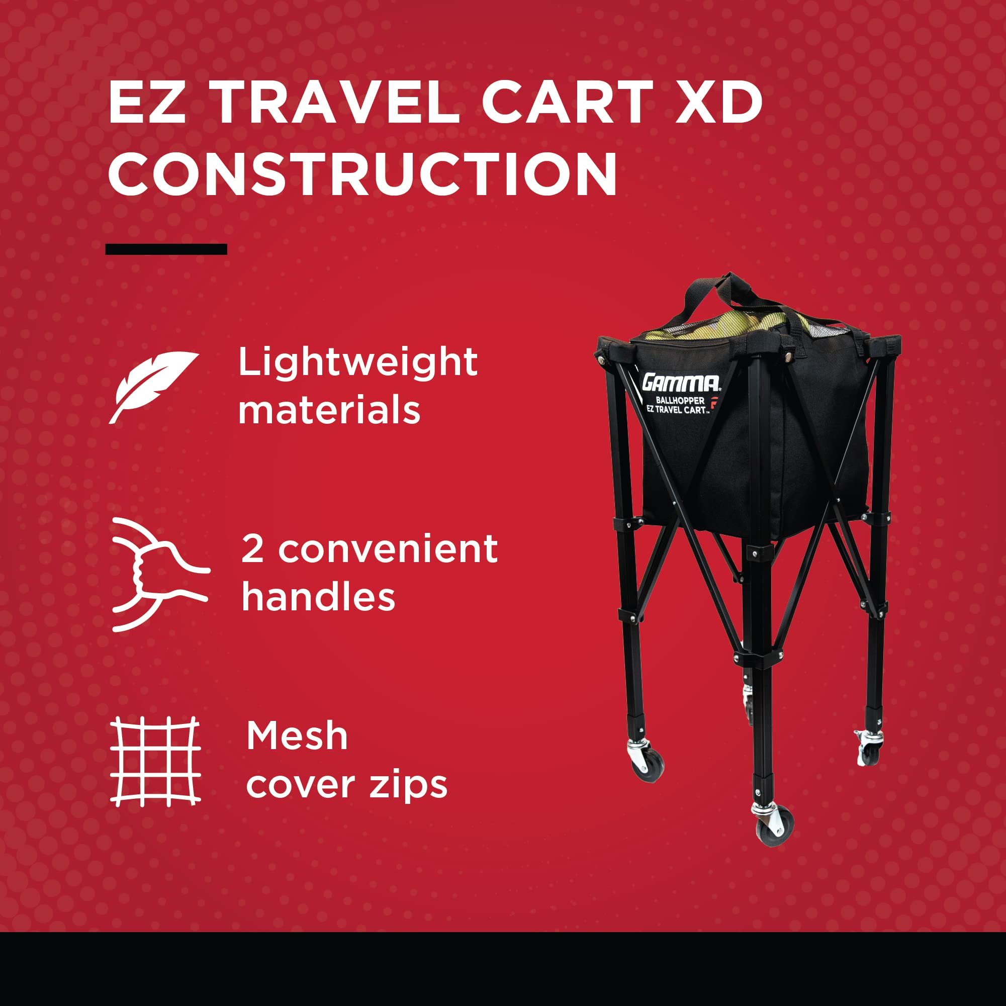 Gamma Sports Ez Travel Cart Pro Ball Hopper 150